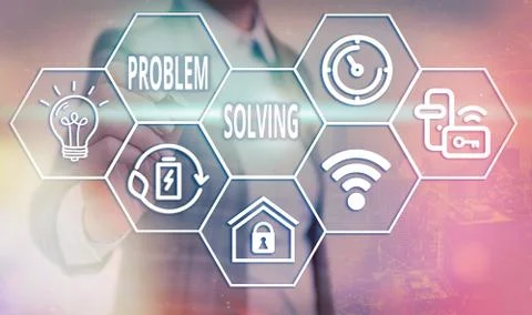 Conceptual hand writing showing Problem Solving. Business photo showcasing Foto stock