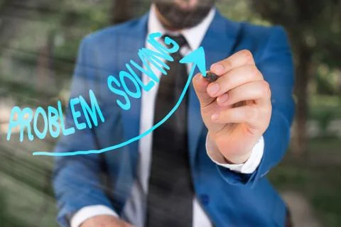 Conceptual hand writing showing Problem Solving. Business photo text process of Stock Photos