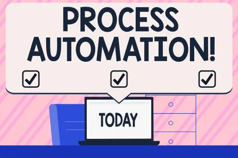 Conceptual hand writing showing Process Automation. Business photo text the use Illustrazione stock
