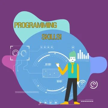 Conceptual hand writing showing Programming Skills. Business photo showcasing Illustration
