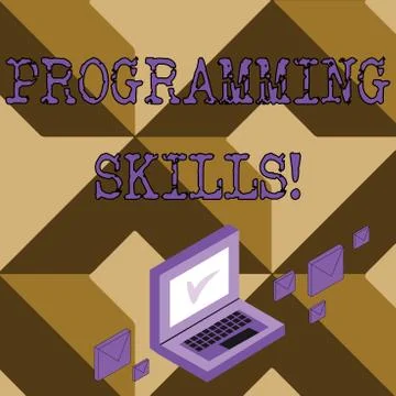 Conceptual hand writing showing Programming Skills. Business photo text skills 스톡 일러스트