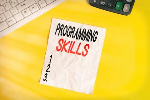 Conceptual hand writing showing Programming Skills. Business photo showcasing 스톡 사진