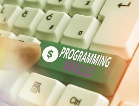 Conceptual hand writing showing Programming Skills. Business photo text Stock Photos