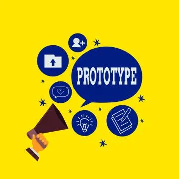 Conceptual hand writing showing Prototype. Business photo showcasing a イラスト素材