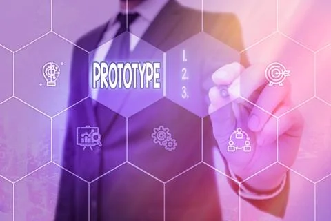 Conceptual hand writing showing Prototype. Business photo text a preliminary Stock Photos