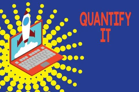 Conceptual hand writing showing Quantify It. Business photo showcasing Measure Ilustração Stock