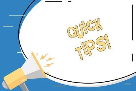 Conceptual hand writing showing Quick Tips. Business photo showcasing small but Stock Illustration