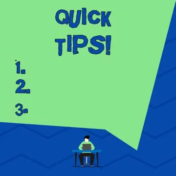 Conceptual hand writing showing Quick Tips. Business photo showcasing small but Stock Illustration