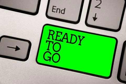 Conceptual hand writing showing Ready To Go. Business photo showcasing Are you Stock Photos