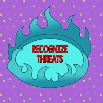Conceptual hand writing showing Recognize Threats. Business photo showcasing Illustrazione stock