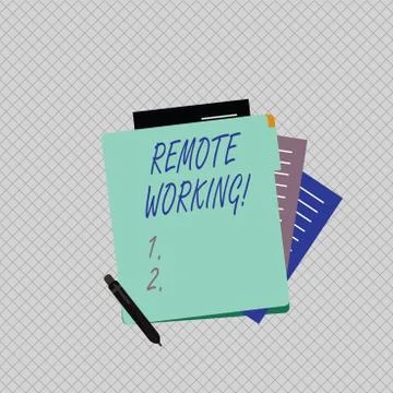 Conceptual hand writing showing Remote Working. Business photo showcasing Stock Illustration