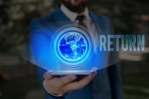 Conceptual hand writing showing Return. Business photo showcasing come or go Stock Photos