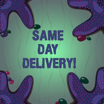 Conceptual hand writing showing Same Day Delivery. Business photo text order Illustrazione stock