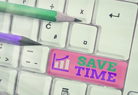 Conceptual hand writing showing Save Time. Business photo text to do something Foto stock