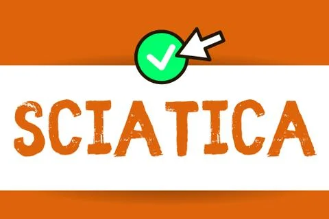 Conceptual hand writing showing Sciatica. Business photo text Pain caused by Stock Illustration