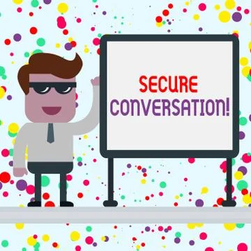 Conceptual hand writing showing Secure Conversation. Business photo showcasing Ilustración de archivo