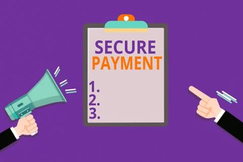 Conceptual hand writing showing Secure Payment. Business photo showcasing Ilustração Stock