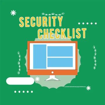 Conceptual hand writing showing Security Checklist. Business photo text Illustrazione stock