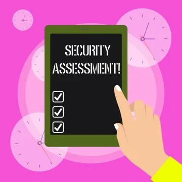 Conceptual hand writing showing Security Assessment. Business photo showcasing Stock Illustration