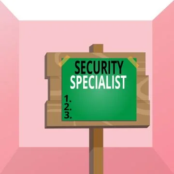 Conceptual hand writing showing Security Specialist. Business photo text Illustrazione stock