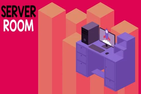 Conceptual hand writing showing Server Room. Business photo text a room used to Stock Illustration