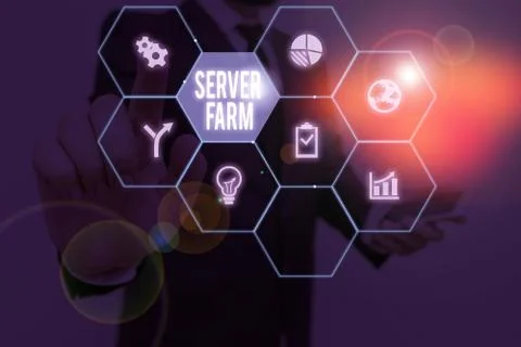 Conceptual hand writing showing Server Farm. Business photo showcasing a group 스톡 사진