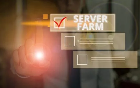 Conceptual hand writing showing Server Farm. Business photo text a group of 스톡 사진