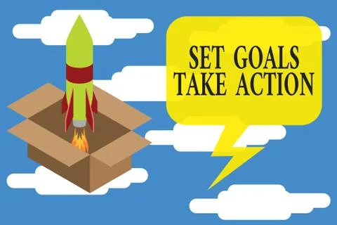 Conceptual hand writing showing Set Goals Take Action. Business photo text Act Stock Illustration