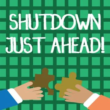 Conceptual hand writing showing Shutdown Just Ahead. Business photo showcasing Stock Illustration