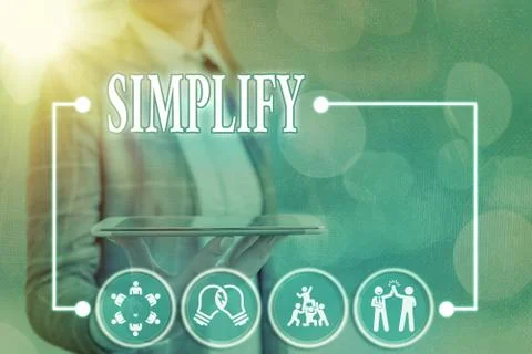 Conceptual hand writing showing Simplify. Business photo text make something Stock Photos