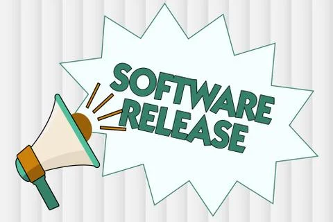 Conceptual hand writing showing Software Release. Business photo showcasing sum Stock Illustration