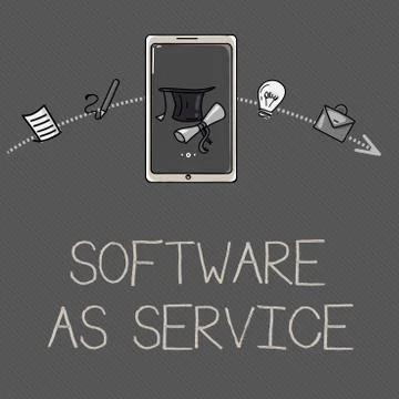 Conceptual hand writing showing Software As Service. Business photo showcasing Illustrazione stock