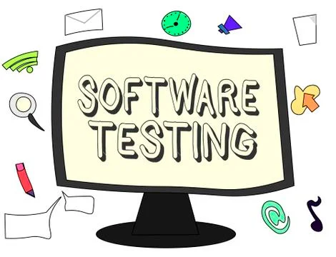 Conceptual hand writing showing Software Testing. Business photo showcasing 스톡 일러스트