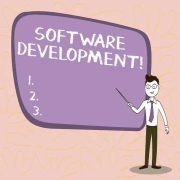 Conceptual hand writing showing Software Development. Business photo showcasing Stockillustratie