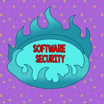 Conceptual hand writing showing Software Security. Business photo showcasing Illustrazione stock
