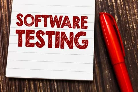 Conceptual hand writing showing Software Testing. Business photo showcasing Foto stock