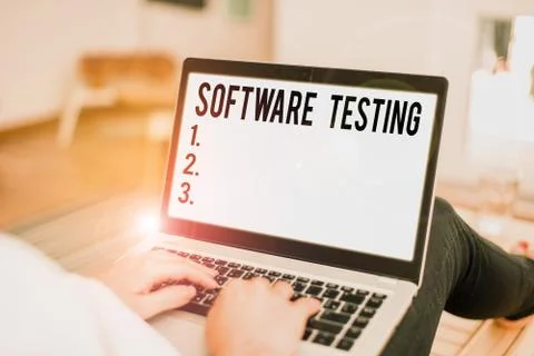 Conceptual hand writing showing Software Testing. Business photo text evaluate Stock Photos