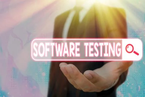Conceptual hand writing showing Software Testing. Business photo text 스톡 사진