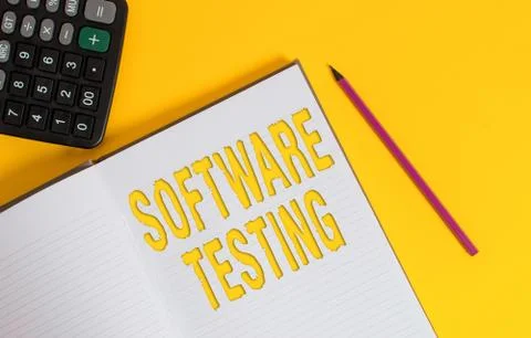 Conceptual hand writing showing Software Testing. Business photo text Stockfoto's