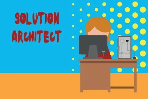 Conceptual hand writing showing Solution Architect. Business photo showcasing Stock Illustration