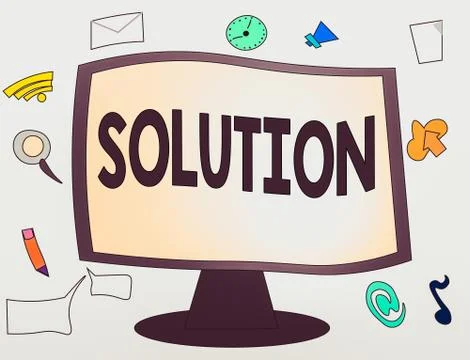 Conceptual hand writing showing Solution. Business photo showcasing the ways to Illustration