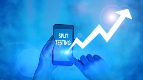 Conceptual hand writing showing Split Testing. Business photo showcasing issuing Stockfoto's