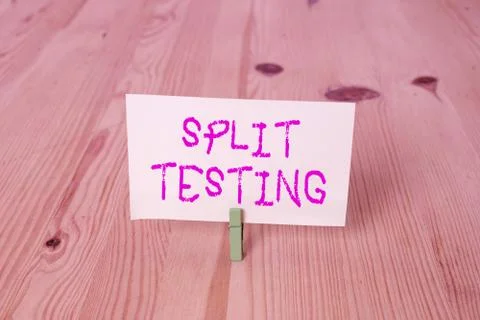 Conceptual hand writing showing Split Testing. Business photo showcasing issuing 스톡 사진