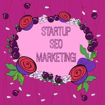 Conceptual hand writing showing Startup Seo Marketing. Business photo showcasing Illustrazione stock