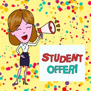 Conceptual hand writing showing Student Offer. Business photo showcasing a Stock Illustration