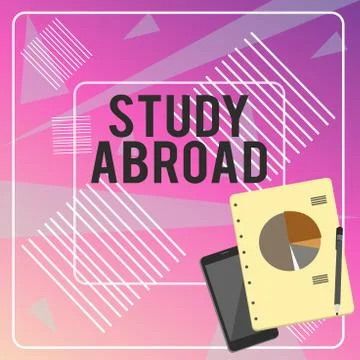 Conceptual hand writing showing Study Abroad. Business photo text Pursuing Illustrazione stock
