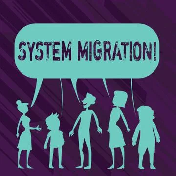 Conceptual hand writing showing System Migration. Business photo showcasing Stock Illustration