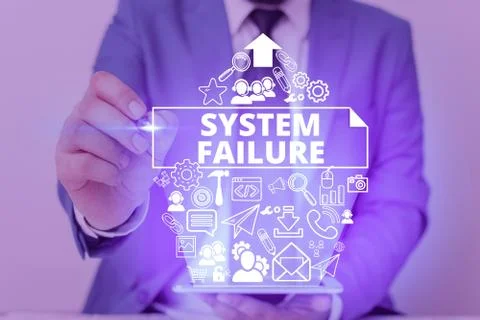 Conceptual hand writing showing System Failure. Business photo text Occur Stockfoto's