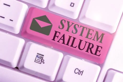 Conceptual hand writing showing System Failure. Business photo showcasing Occur 库存照片