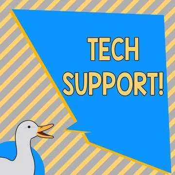 Conceptual hand writing showing Tech Support. Business photo text Help given by Illustrazione stock